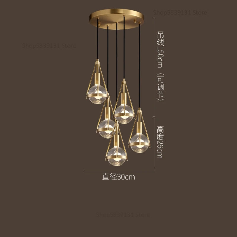 LED-Pendelleuchte Loft Kupfer Kristall Nordisch - vue 12 sur 12