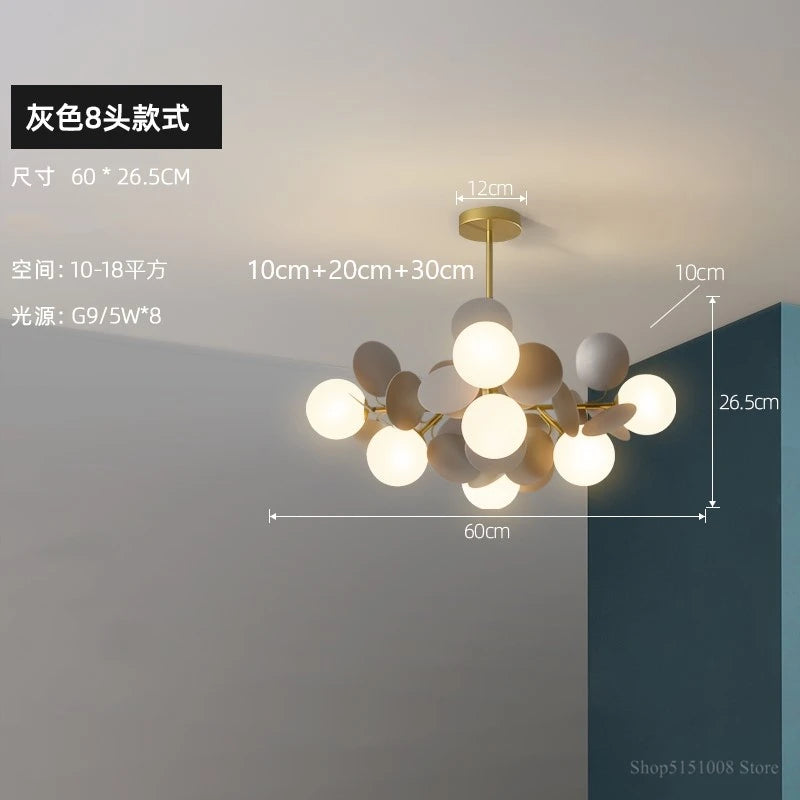 LED-Pendelleuchte im nordischen Design mit dekorativen Blumen aus Acryl - vue 21 sur 24
