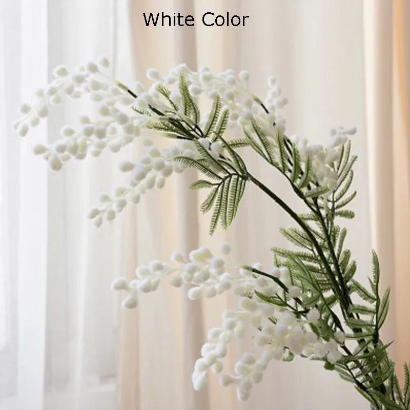 branche de mimosa artificielle avec feuilles de palmier tropicales - vue 5 sur 8