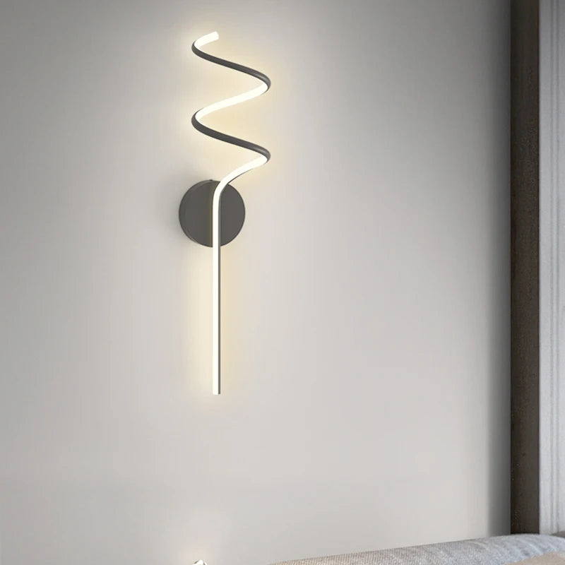 applique murale scandinave simple en spirale en aluminium et métal led - vue 4 sur 12