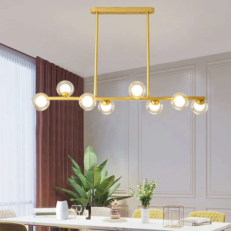 2024Modern LED Chandelier Black and Gold Long Glass Ball Chandeliers for Living Room Dinning Room Lustre,Samsarah Lighting - vue 3 sur 18