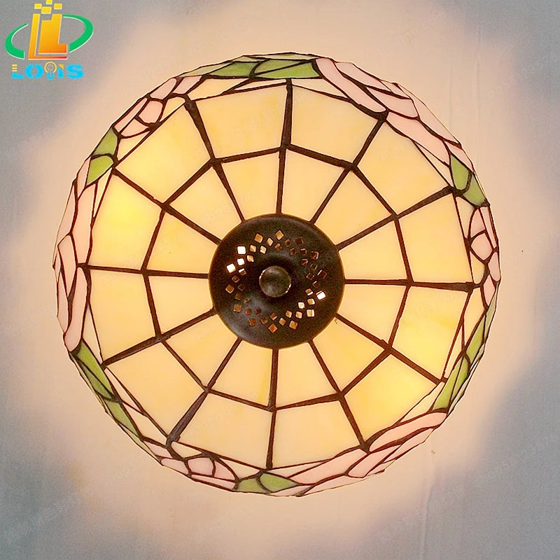 plafonnier en verre style tiffany pour éclairage artistique rétro - vue 4 sur 8