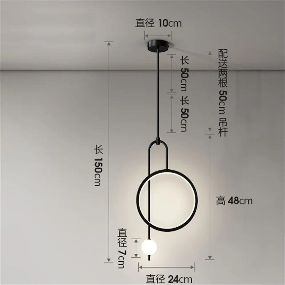 LED-Pendelleuchte Ring Design nordisch für moderne Inneneinrichtung