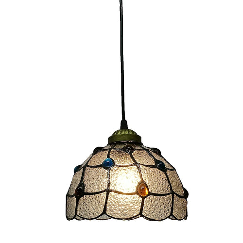 Tiffany-Kronleuchter aus Buntglas für dekorative, antike Beleuchtung - vue 20 sur 19