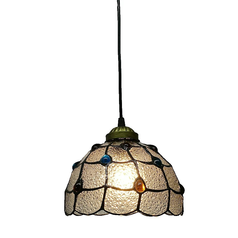 Tiffany-Kronleuchter aus Buntglas für dekorative, antike Beleuchtung - vue 19 sur 19