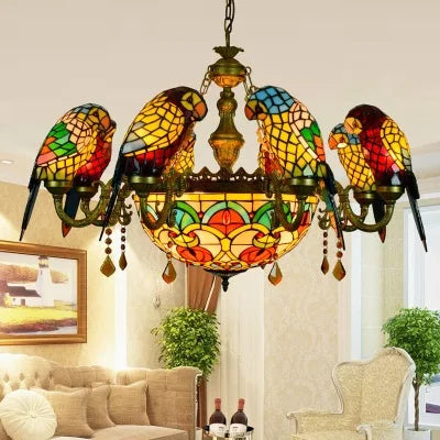 Design-Wandleuchte aus farbigem Glas mit Papageienmotiv - vue 7 sur 20
