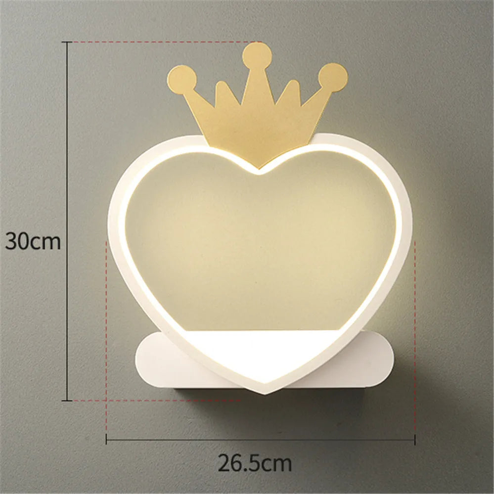 étagère métallique coeur nordique avec lampe led murale pour enfants - vue 3 sur 10