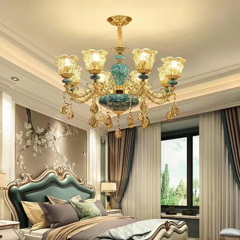 lustre de luxe en cristal et céramique pour un éclairage élégant - vue 6 sur 16