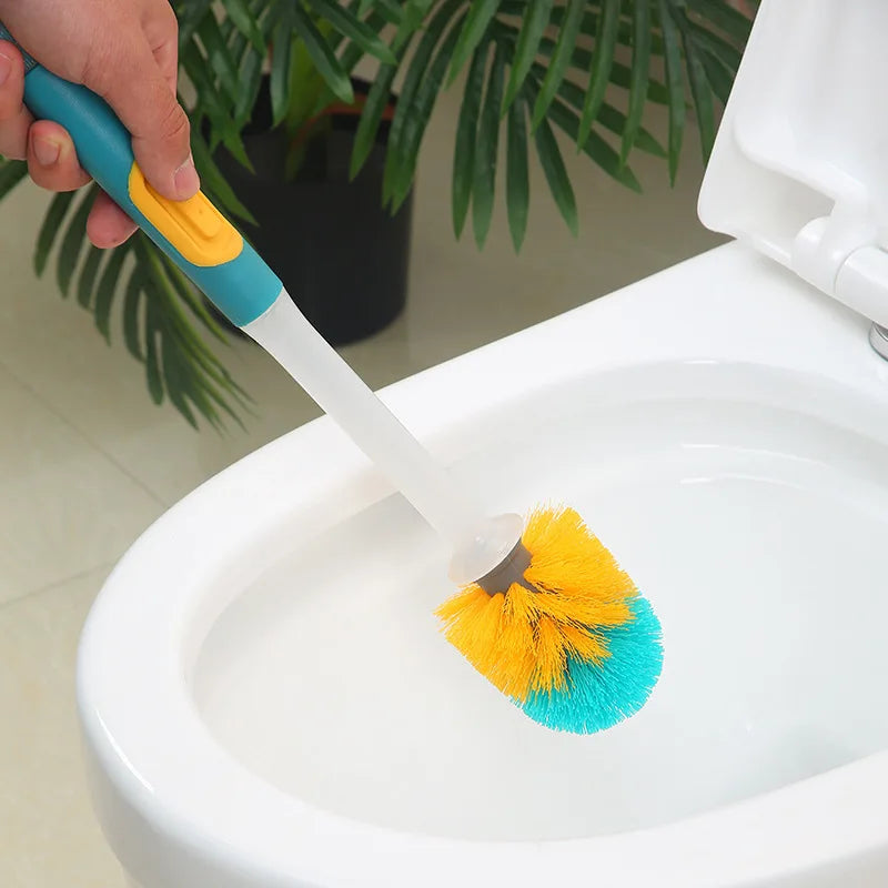 brosse de toilette à long manche avec détergent et accessoire mural - vue 3 sur 9