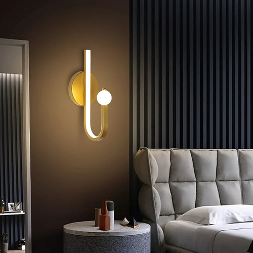 Wandleuchte im nordischen Stil aus goldfarbenem Kupfer mit LED für sanftes Licht - vue 2 sur 10