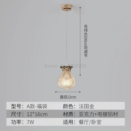 LED-Pendelleuchte aus goldenem Kristall im modernen nordischen Design