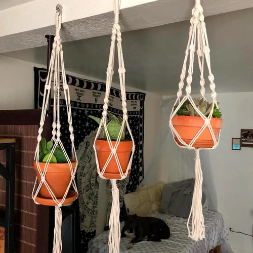 suspension en macramé pour pots de fleurs décoratifs - vue 2 sur 20
