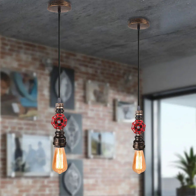 suspension vintage loft industriel fer tuyau d'eau led pour bar restaurant