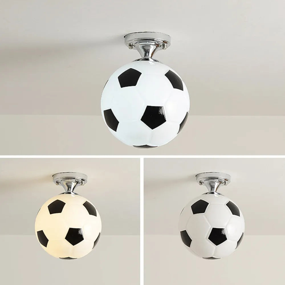 Ballon de Football LED plafonniers 220V E27 Football Bar Club plafonnier créatif enfants garçon chambre décoration luminaire - vue 7 sur 10