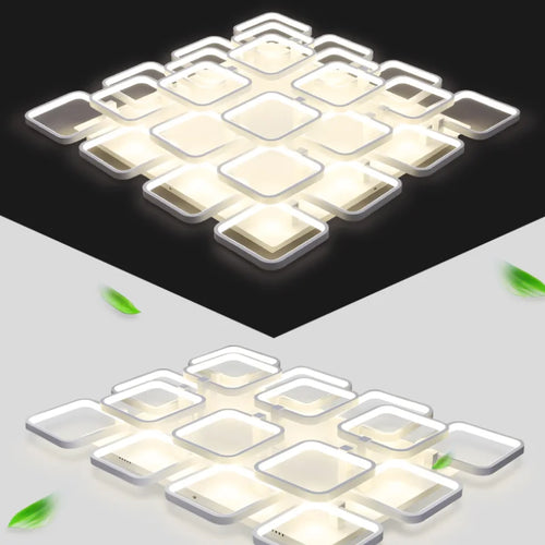 LED-Kronleuchter aus Eisen mit modernem rechteckigem Lampenschirm - vue 4 sur 5