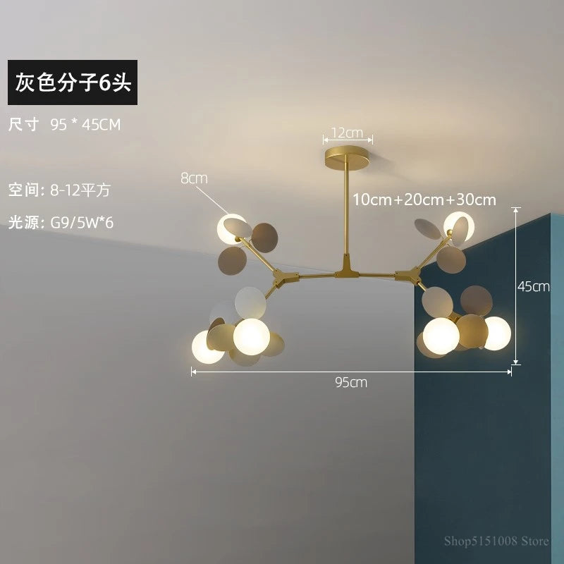 LED-Pendelleuchte im nordischen Design mit dekorativen Blumen aus Acryl - vue 14 sur 24