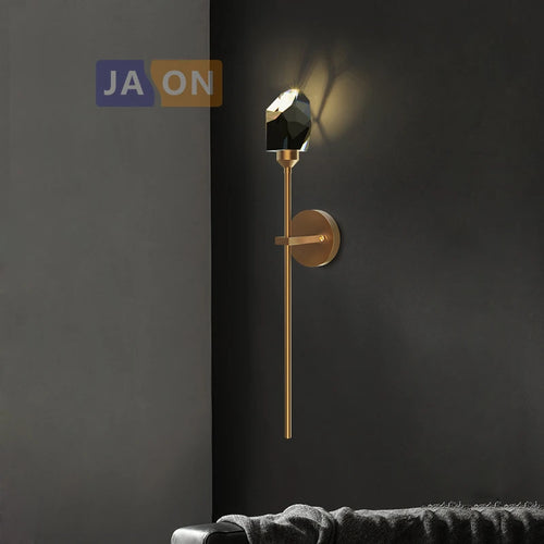 Postmoderne LED-Wandleuchte aus Messing und Kristall - vue 7 sur 22