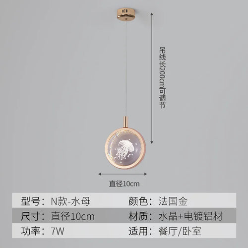LED-Pendelleuchte aus goldenem Kristall im modernen nordischen Design - vue 22 sur 21
