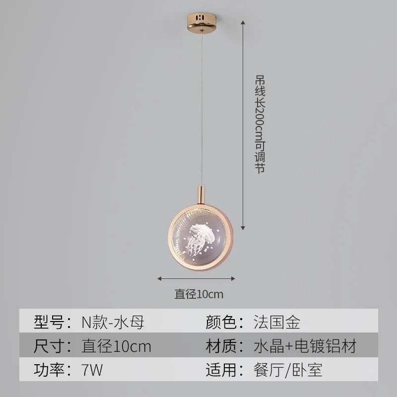 LED-Pendelleuchte aus goldenem Kristall im modernen nordischen Design - vue 21 sur 21