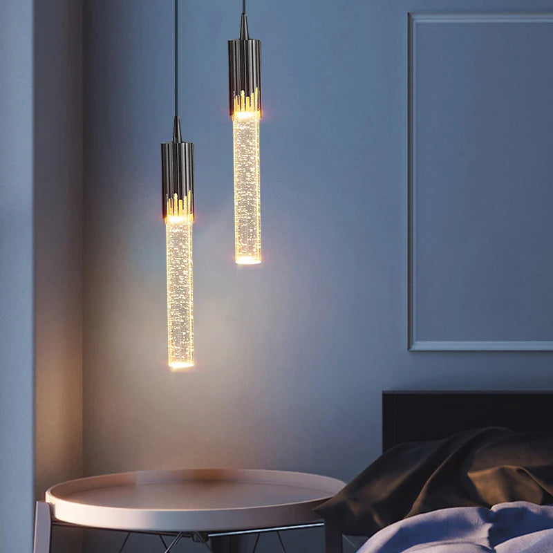 Lampe suspension cristal luxe télécommande alu 220V LED - vue 2 sur 14