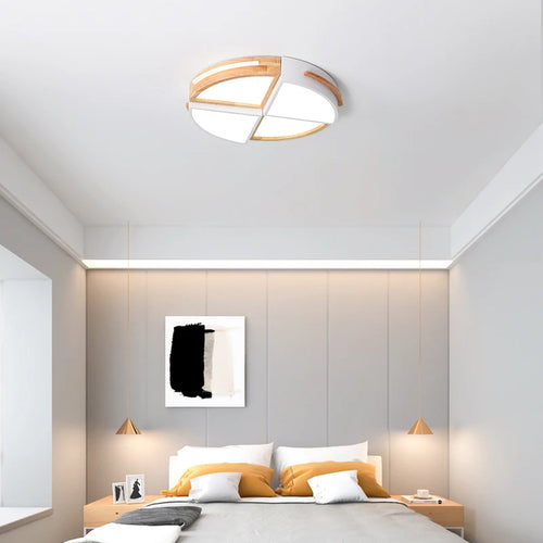 Elegante LED-Deckenleuchte Nordic aus Holz, Aufputzmontage - vue 2 sur 10