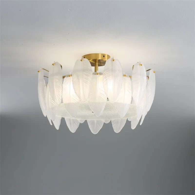 lustre moderne en verre en forme de plume d'oie éclairage suspendu - vue 4 sur 12