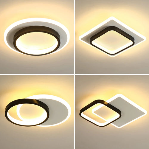 lustre led allée plafonnier noir blanc