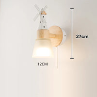 Décor nordique moulin à vent applique murale appliques pour la maison salon enfants chambre chevet miroir lumières bois luminaire