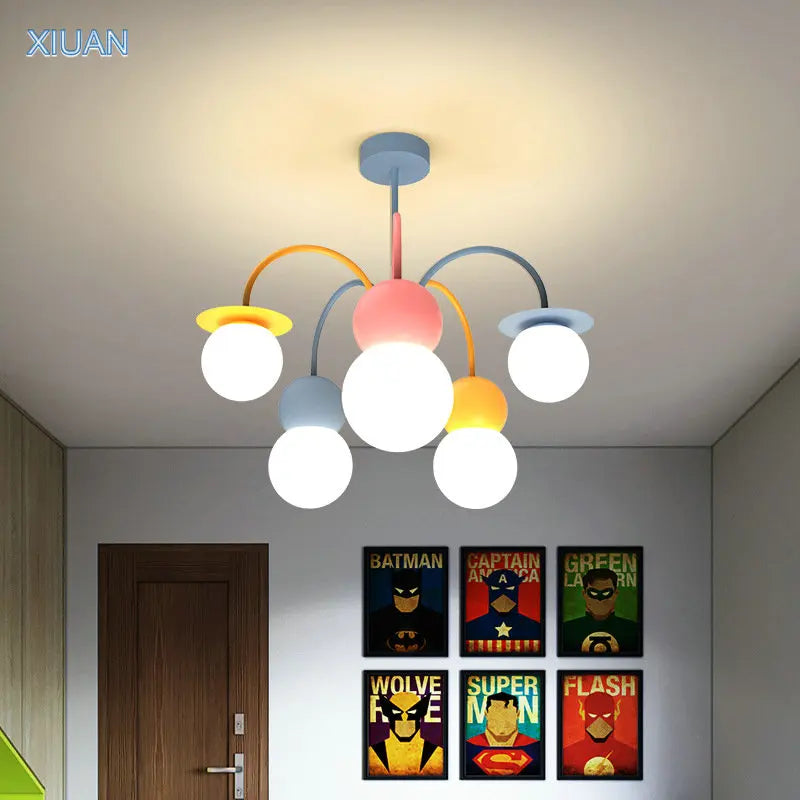lustre nordique pour enfants dessin animé led suspension - vue 4 sur 9