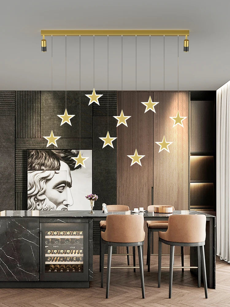 lustre de luxe moderne nordique étoile design led créatif - vue 4 sur 10