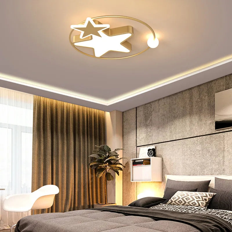 plafonnier led en forme d'étoile dorée créatif nordique