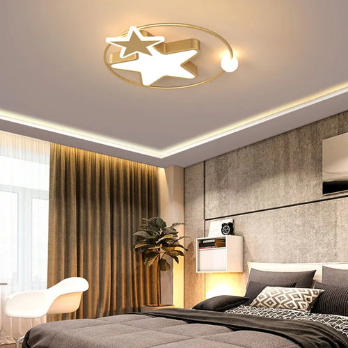 plafonnier led étoile dorée éclairage créatif nordique pour intérieur