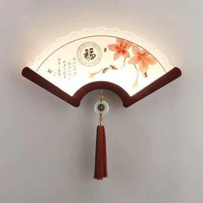 applique murale en bois éventail style rétro japonais à LED - vue 11 sur 18