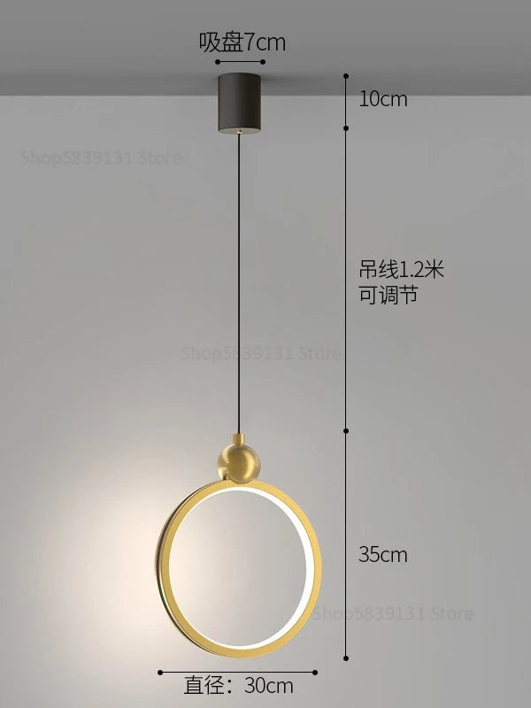 Nordische Designer-Pendelleuchte mit goldenem Ring