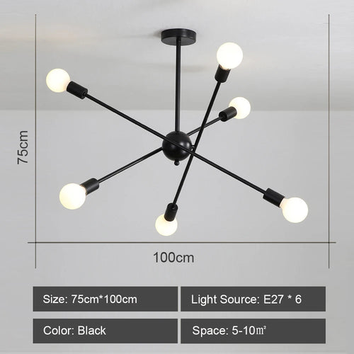 Moderner LED-Kronleuchter im industriellen Sputnik-Design für kreatives Wohnambiente - vue 17 sur 16