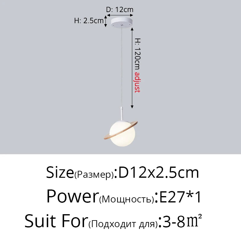 Dekorative nordische Pendelleuchte aus Holz in Planetenform - vue 12 sur 12