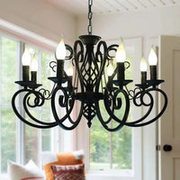 lustre vintage en fer forgé avec bougies en métal