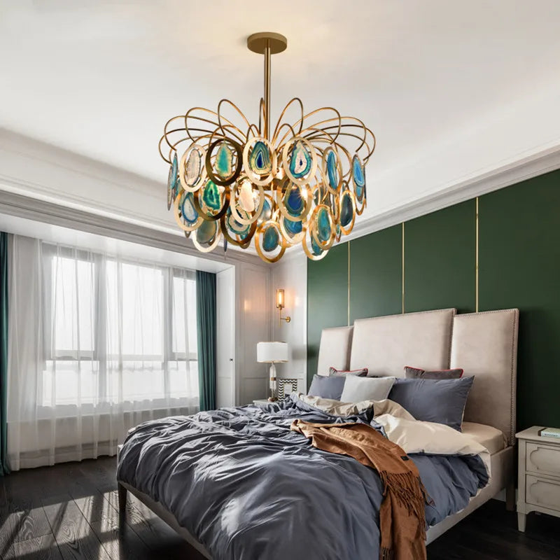 lustre nordique en agate pour décoration intérieure élégante - vue 4 sur 7