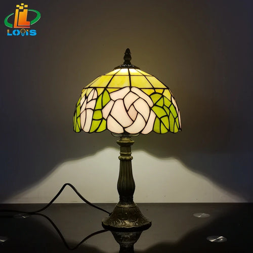 Tischlampe im Tiffany-Stil in Rosenform für Ihre Inneneinrichtung - vue 3 sur 6