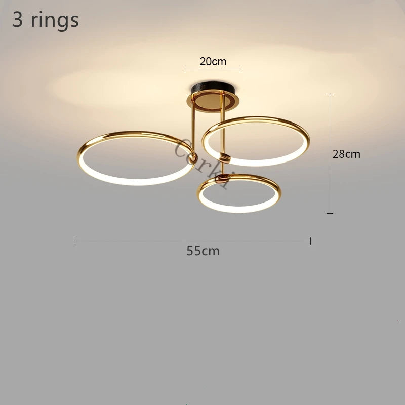 lustre led postmoderne à anneau pour décoration nordique moderne - vue 10 sur 10
