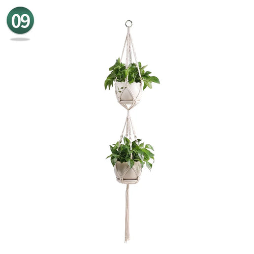 panier suspendu en macramé pour plantes artisanales décoration intérieure - vue 17 sur 18