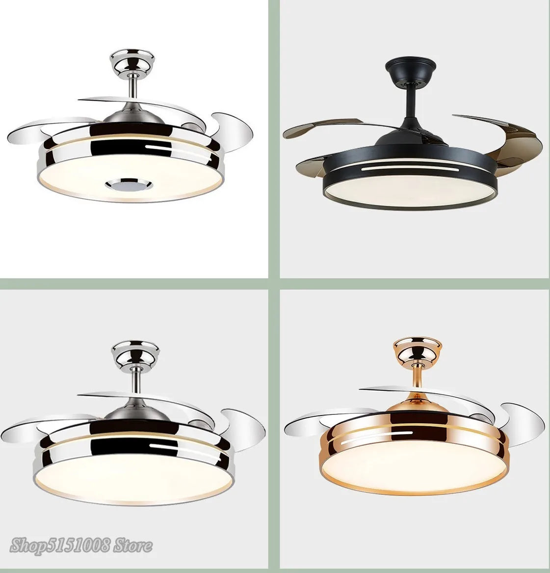 ventilateur de plafond nordique moderne avec lumière led - vue 6 sur 10