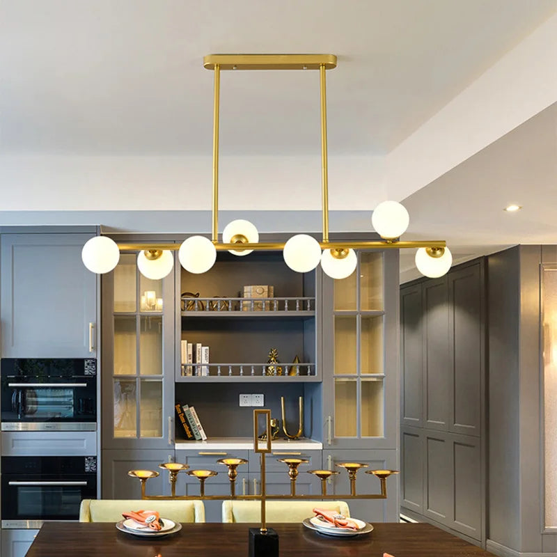 2024Modern LED Chandelier Black and Gold Long Glass Ball Chandeliers for Living Room Dinning Room Lustre,Samsarah Lighting - vue 6 sur 18