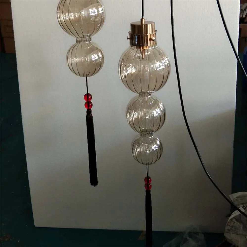 suspension Style chinois vitrail gourde gland lumières Loft salon cuisine Art déco intérieur luminaire - vue 11 sur 12