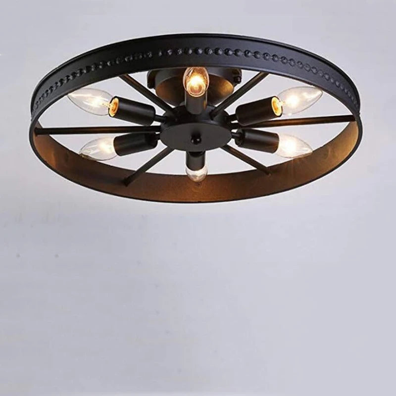 plafonnier rond en fer design industriel rétro décoratif