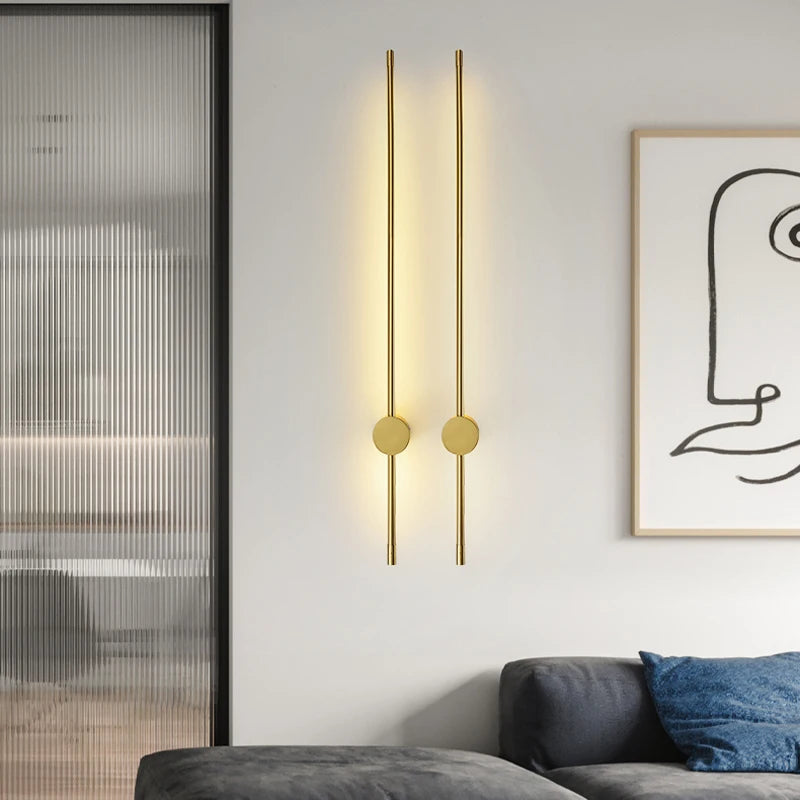 applique murale led nordique tige dorée style moderne créatif simple - vue 5 sur 11