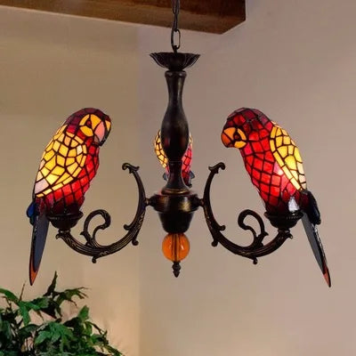 Design-Wandleuchte aus farbigem Glas mit Papageienmotiv - vue 13 sur 20
