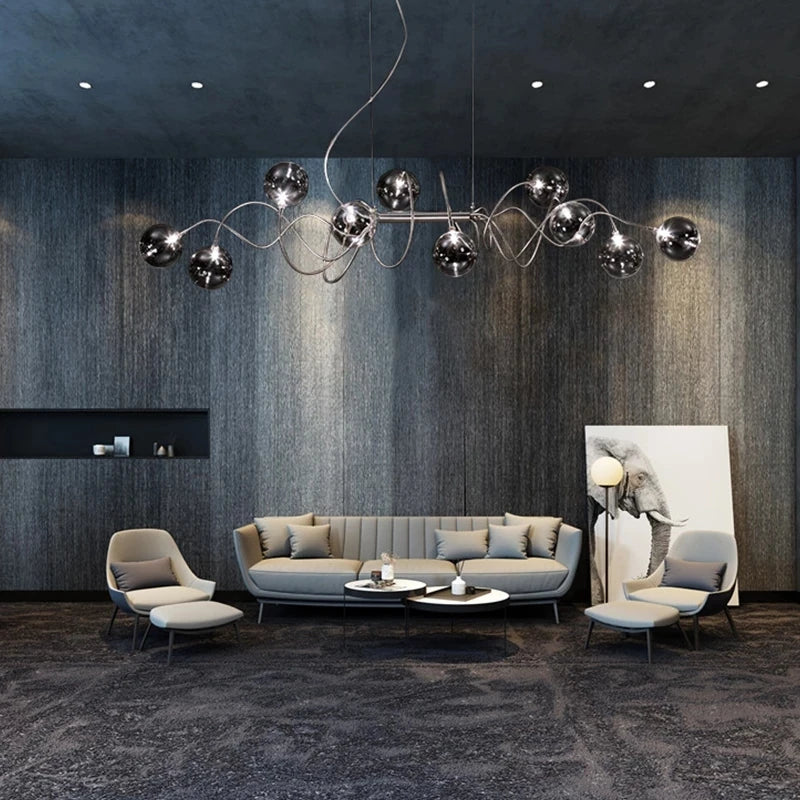 lustre nordique led en verre suie moderne pour bar et café