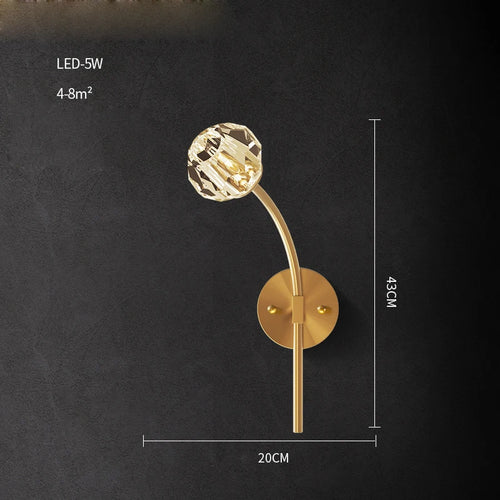 Postmoderne LED-Wandleuchte aus Messing und Kristall - vue 20 sur 22