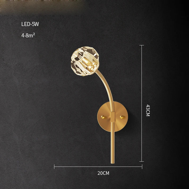 Postmoderne LED-Wandleuchte aus Messing und Kristall - vue 19 sur 22